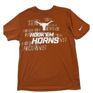 Texas Longhorns Nike Dri-FIT TShirt Mens L Burnt Orange Hook 'Em Horns Bevo